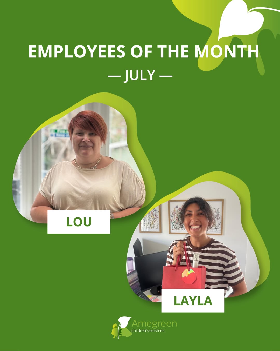 A huge congratulations to Lou from Squirrel Lodge and Layla from our Head Office, our joint Employees of the Month for July!

Lou has been recognised for her outstanding key workin